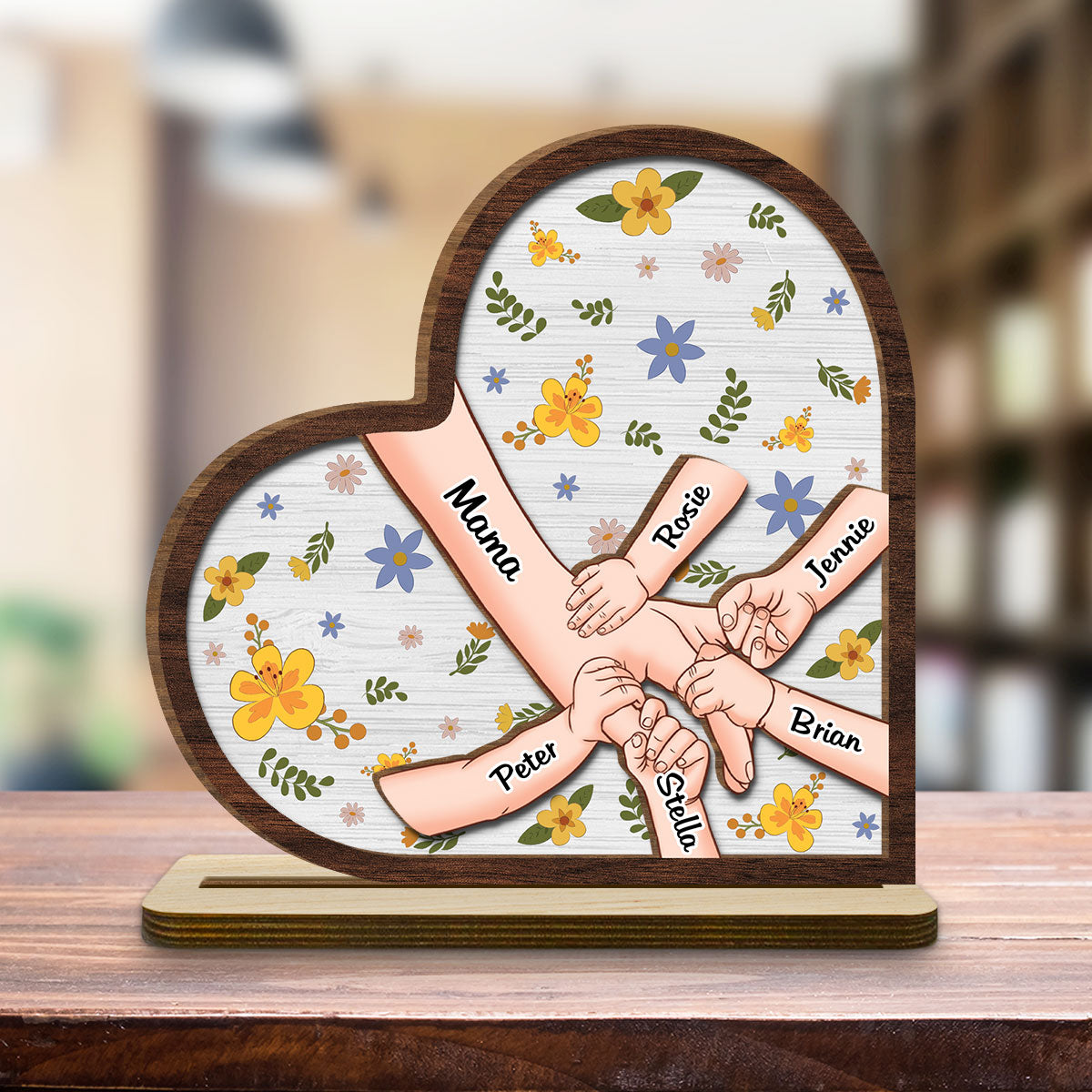 Hold Our Hands - Personalized Custom 2-Layer Wood Plaque With Flat Base