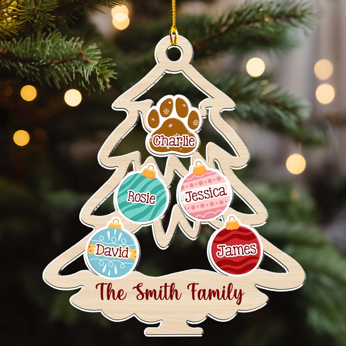 Family Tree Merry Christmas  - Personalized Custom Acrylic Ornament