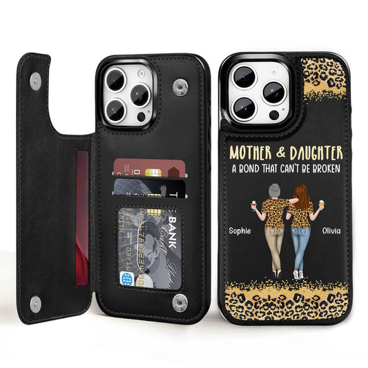 Mom And Daughter - Personalized Custom Leather Phone Case