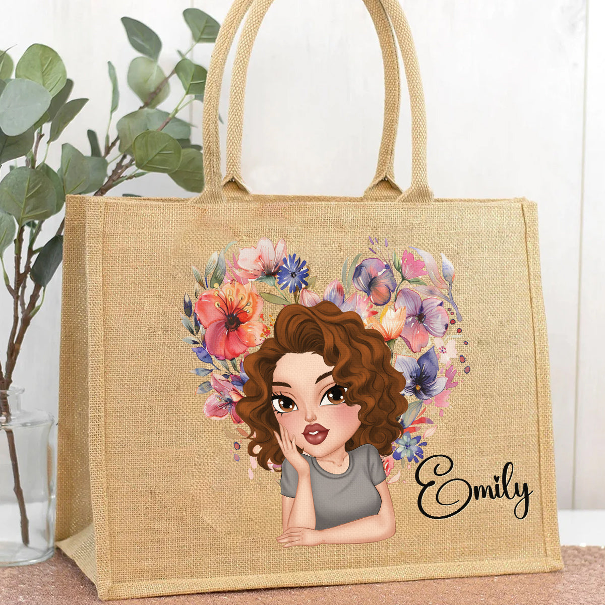 Our Friendship Is The Sweetest Flower Of All - Personalized Custom Jute Tote Bag
