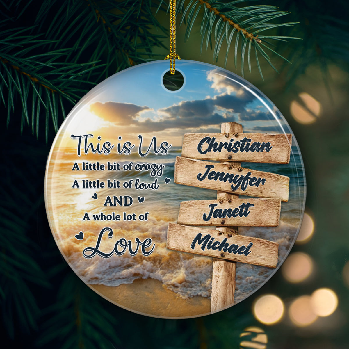 Family A Whole Lot Of Love - Personalized Custom Ceramic Ornament