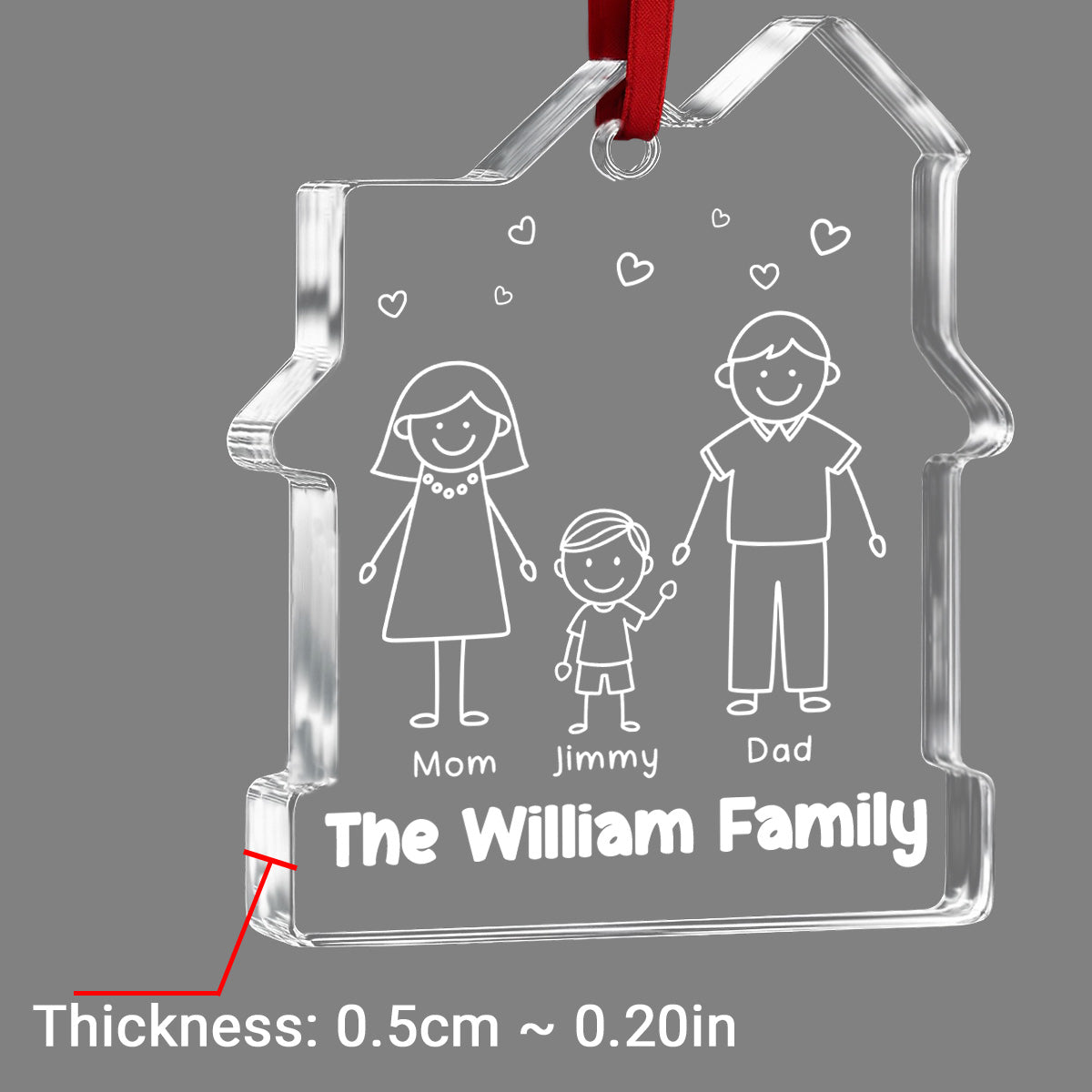 Family Christmas - Personalized Custom House Shaped Glass Ornament