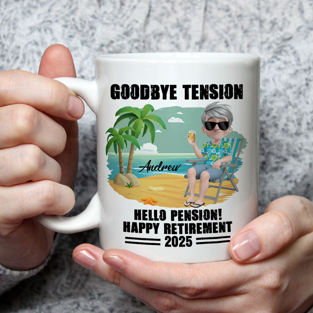 Goodbye Office Hello Paradise - Personalized Custom Coffee Mug