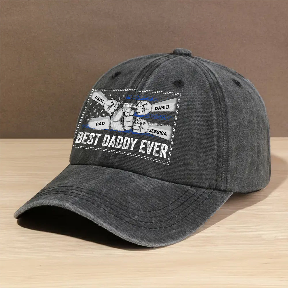 His Strength Begins With Love - Personalized Custom Vintage Washed Denim Cap