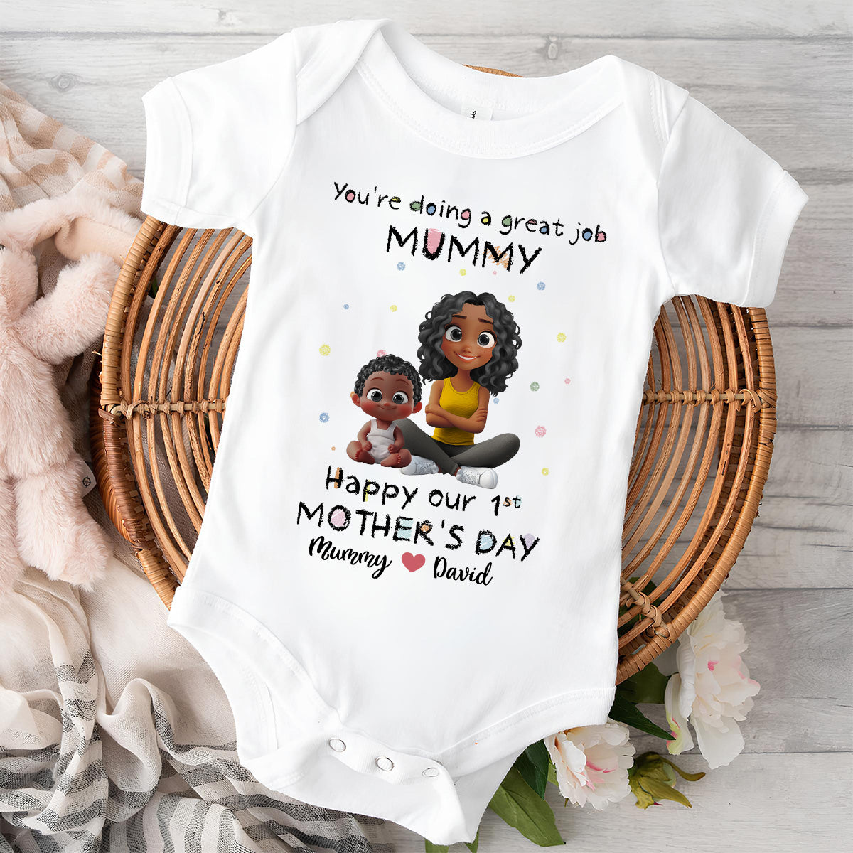 Mommy Doing A Great Job Happy Mother Day - Personalized Custom Baby Onesie