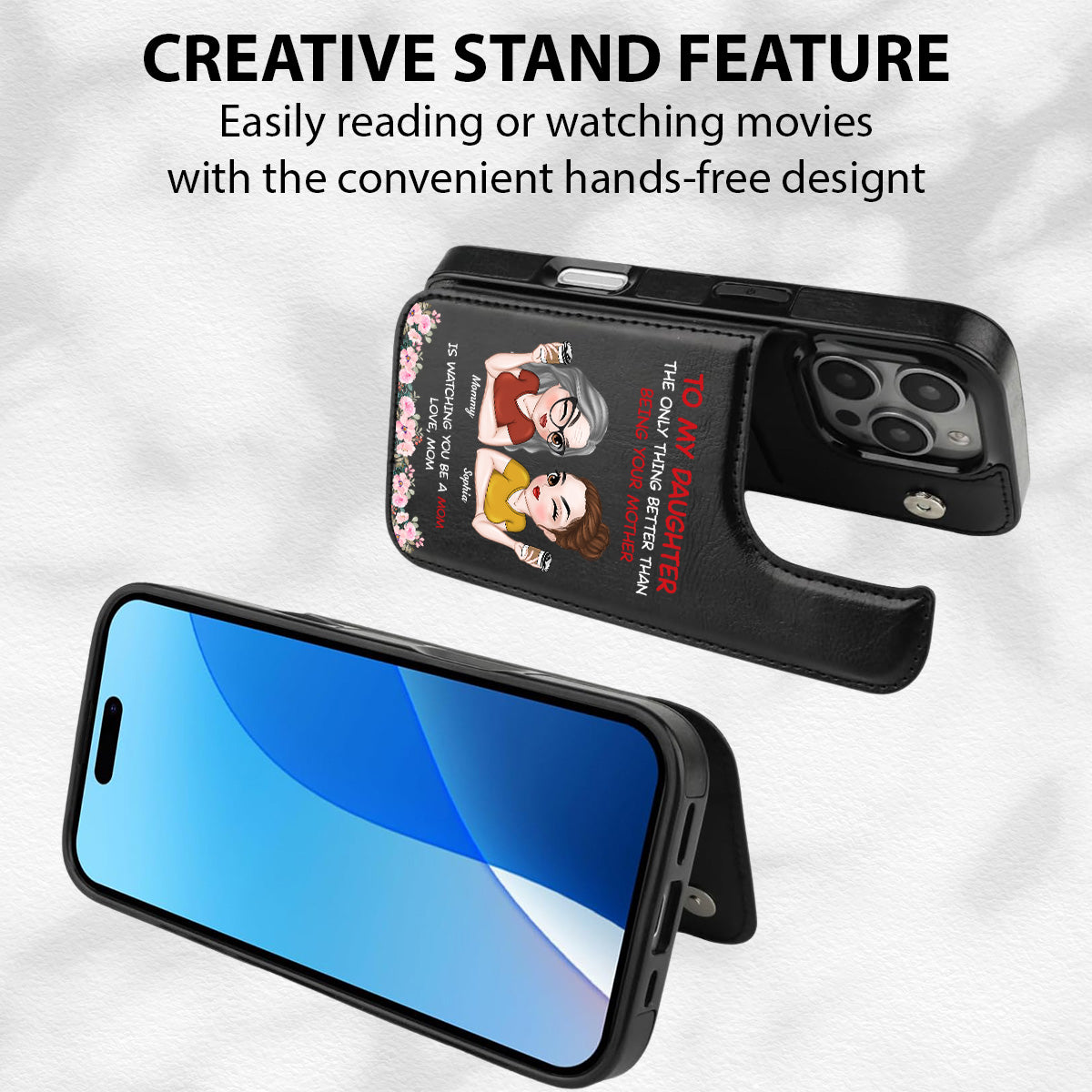 To My Daughter - Personalized Custom Leather Phone Case