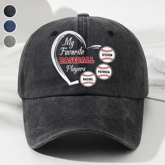 Favorite Players On My Cap - Personalized Custom Vintage Washed Denim Cap