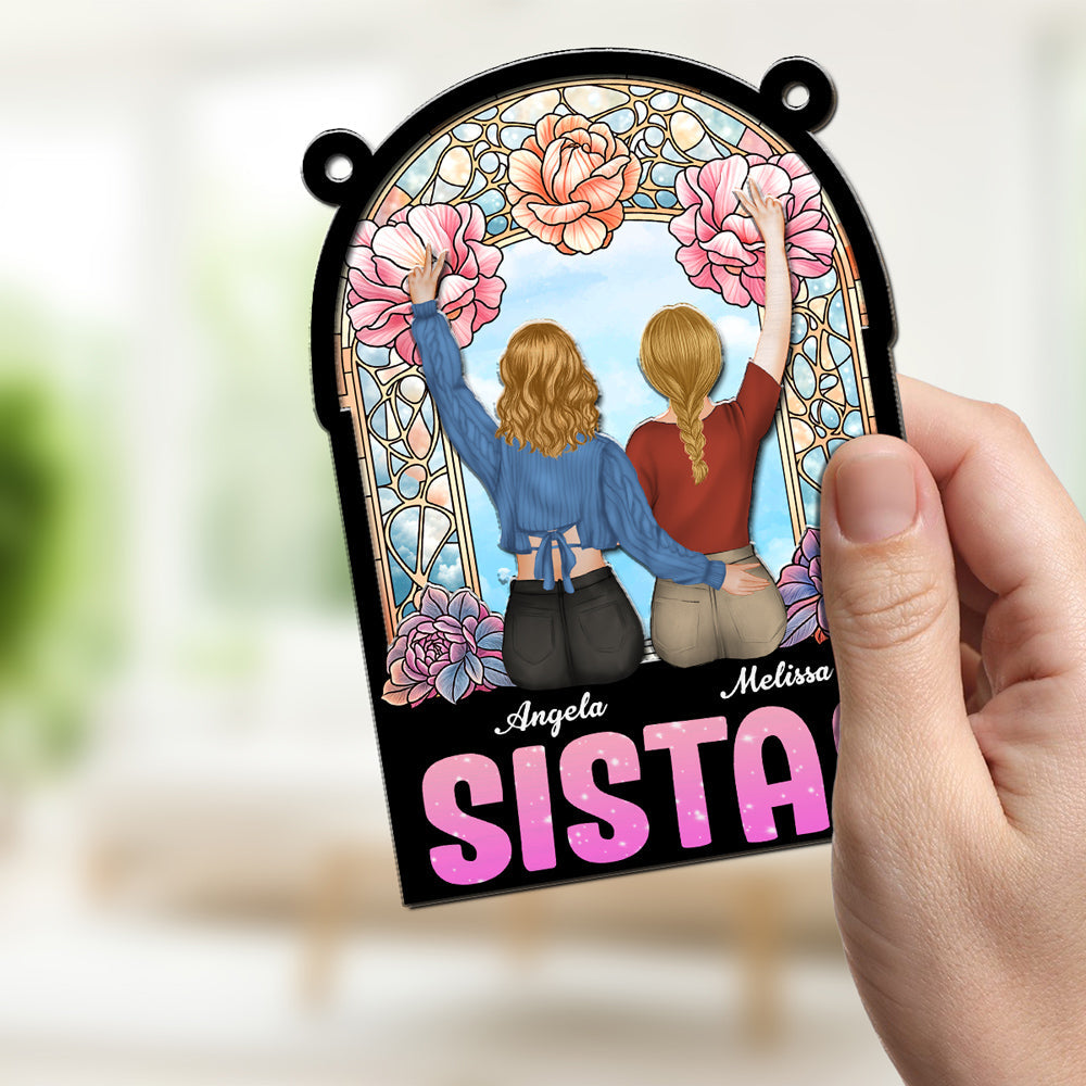 Bestie Sitting Together - Personalized Custom Suncatcher
