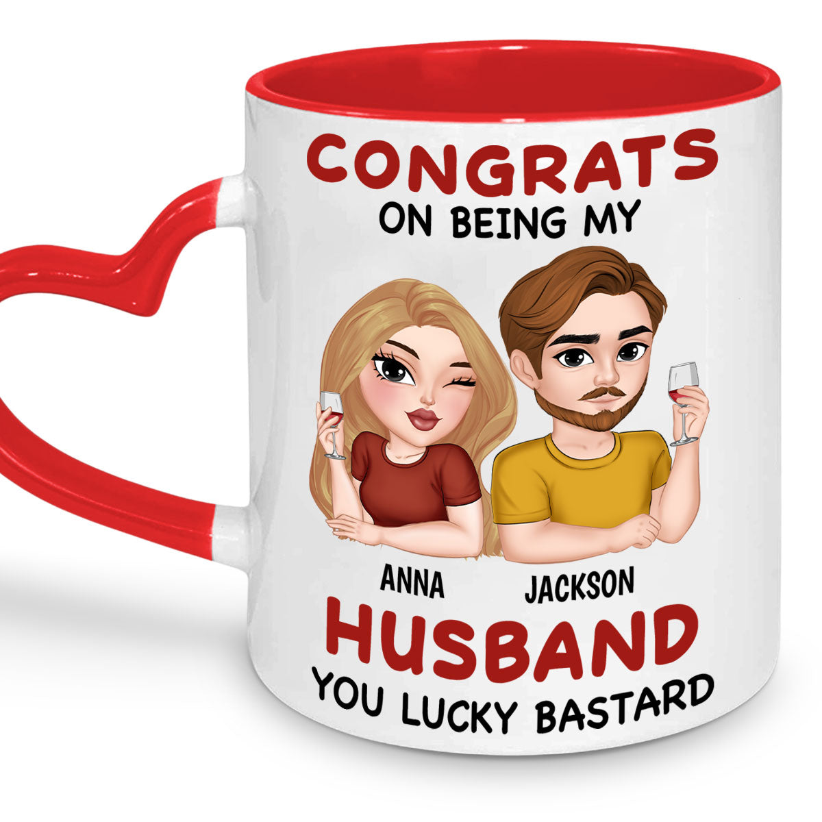 My Husband - Personalized Custom Heart Handle Mug