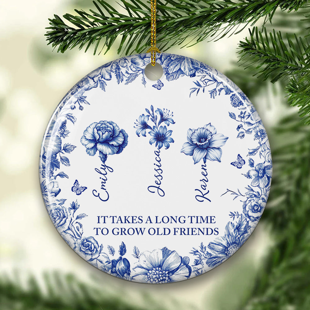 Vintage Floral Friendship - Personalized Custom Ceramic Ornament