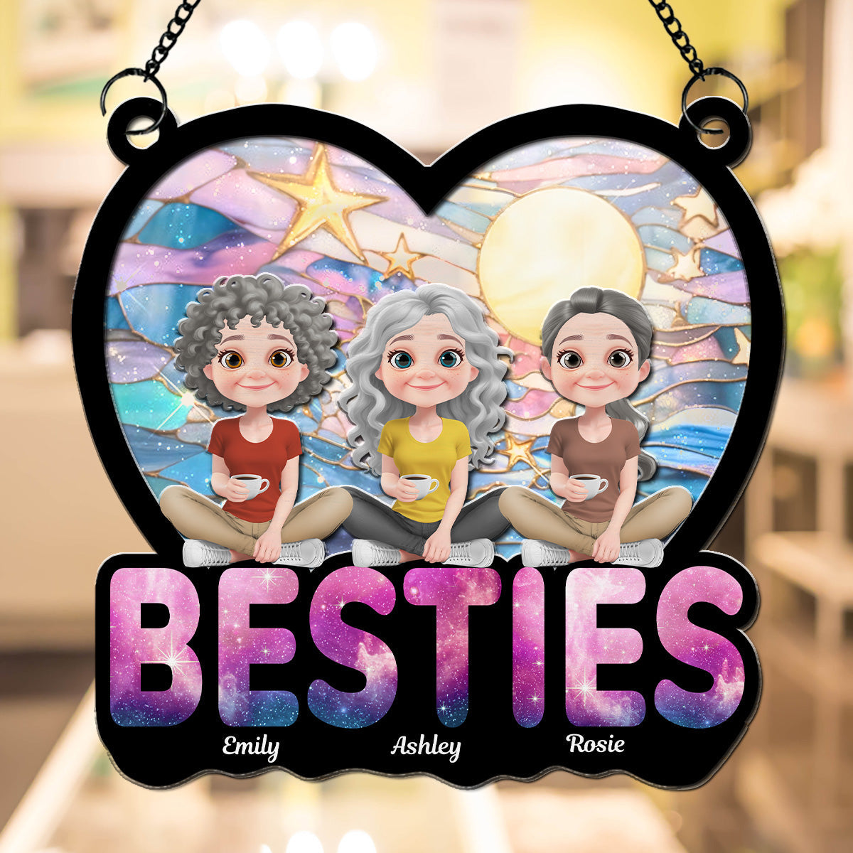 Stars And Moon - Personalized Custom Suncatcher 