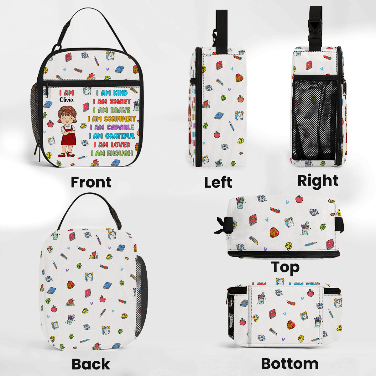 Kind Smart Loved - Personalized Custom Insulated Lunch Bag