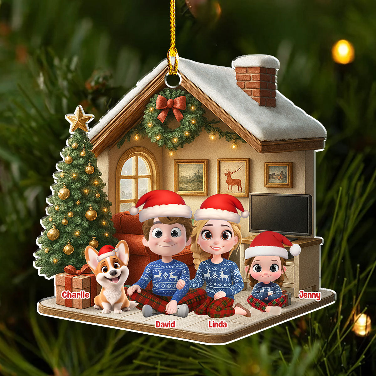 Under A Happy Roof - Personalized Custom 3D Effect Acrylic Ornament