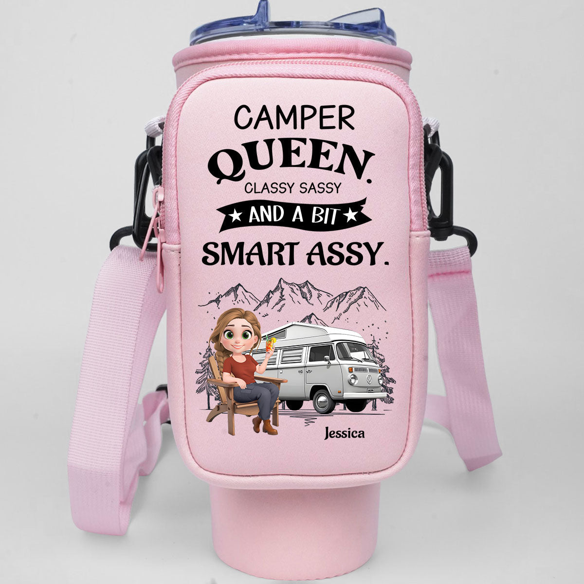 Truly A Queen Of Campers - Personalized Custom Water Bottle Carrier Bag