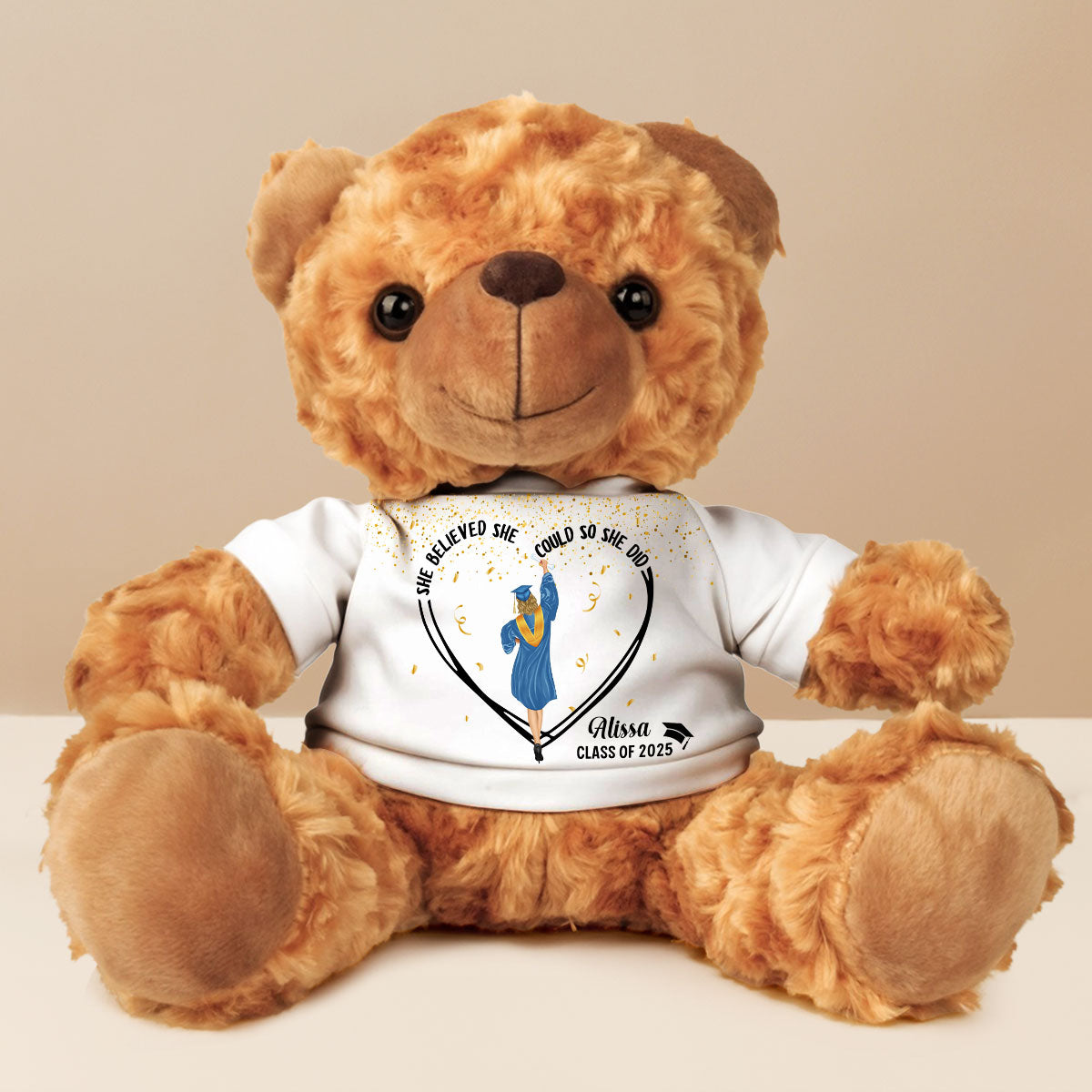 She Believed She Could So She Did - Personalized Custom Cuddle Bear