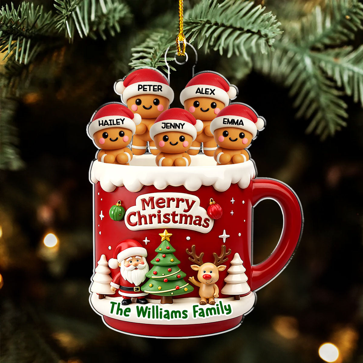 Ginger Family - Personalized Custom 3D Effect Acrylic Ornament