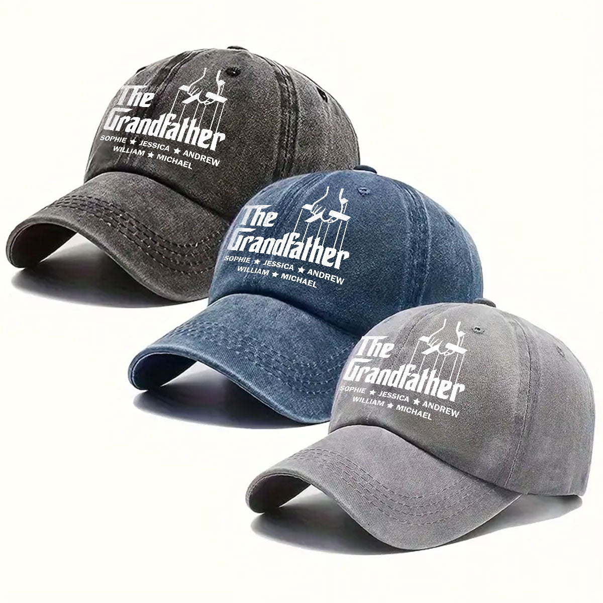 The Grandfather - Personalized Custom Vintage Washed Denim Cap