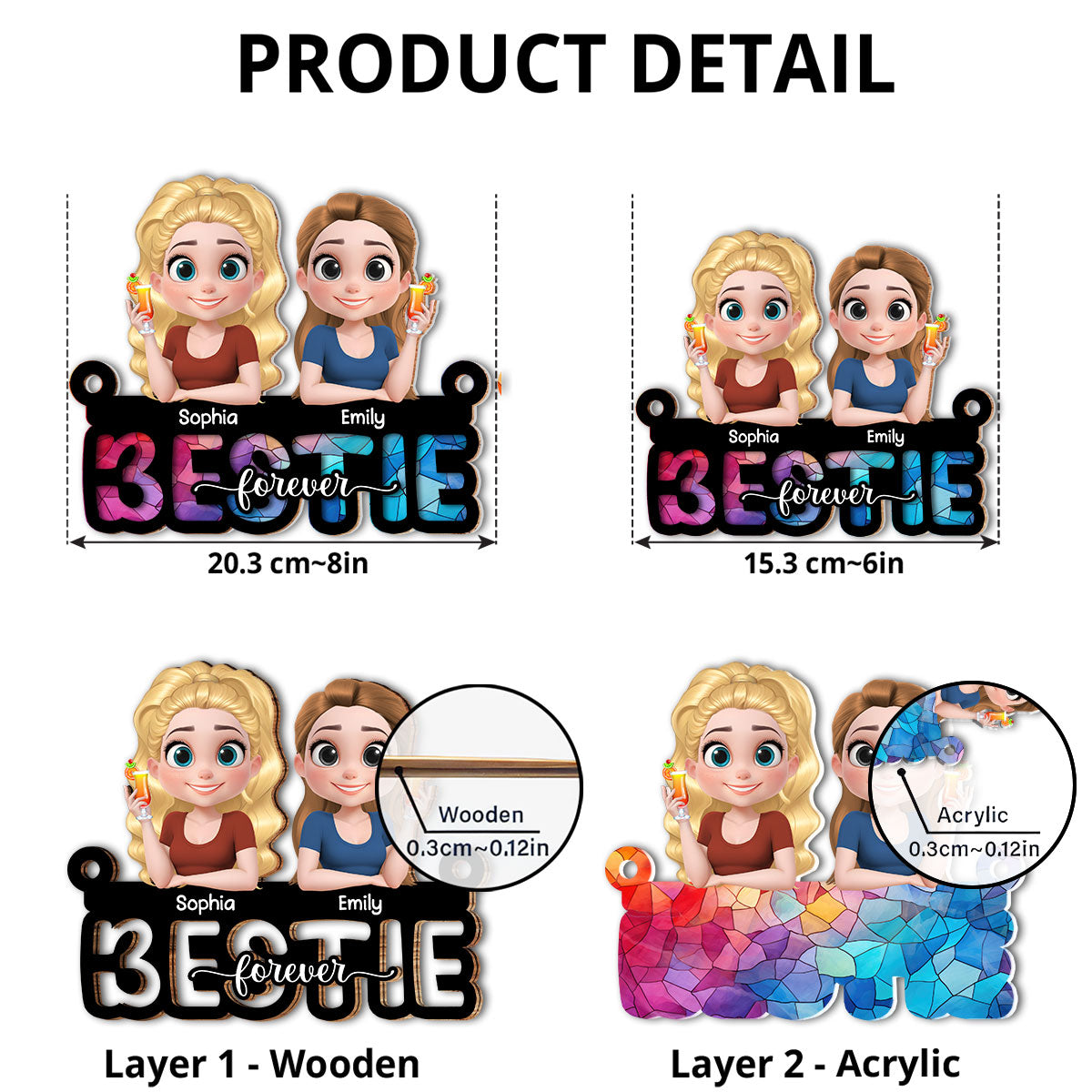 Slay Cartoon Bestie - Personalized Custom Suncatcher
