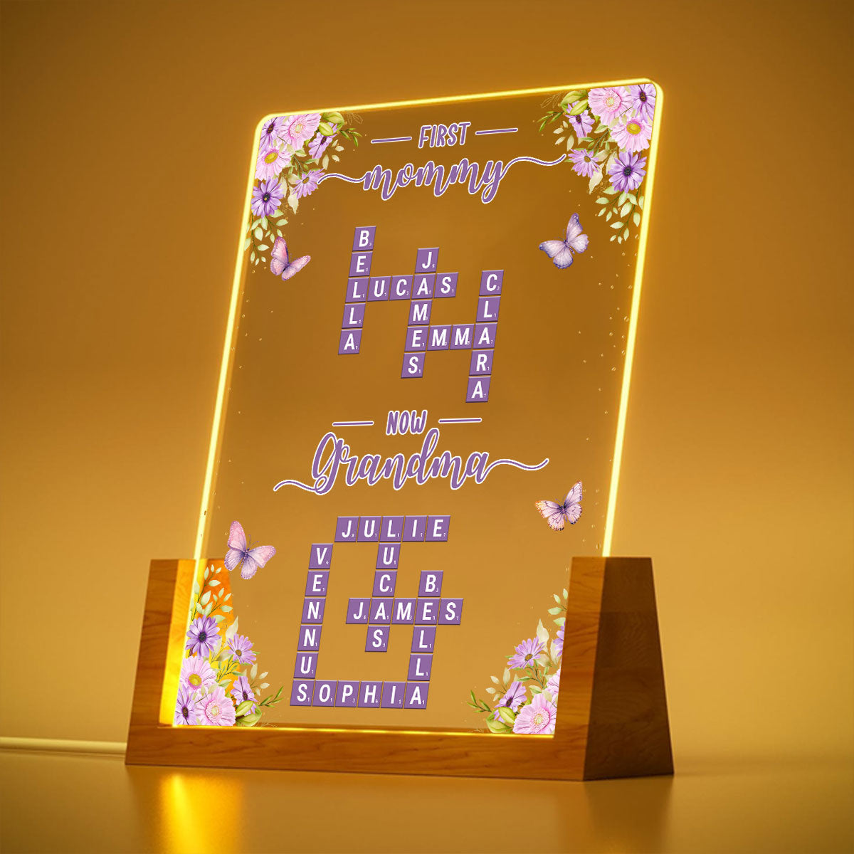 Now Grandma - Personalized Custom Plaque With Walnut Base