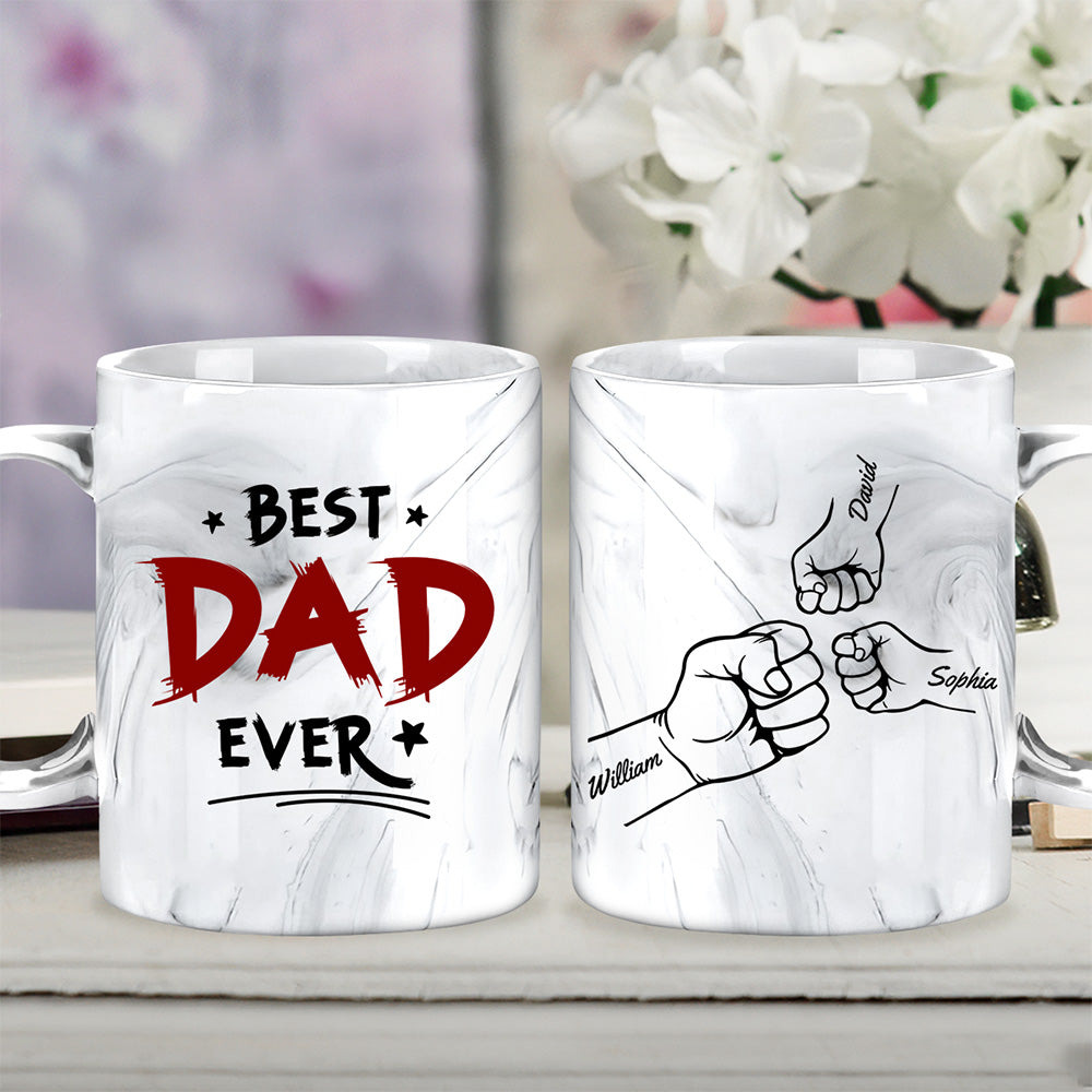 Best Daddy Ever - Personalized Custom Grey Marble Mug