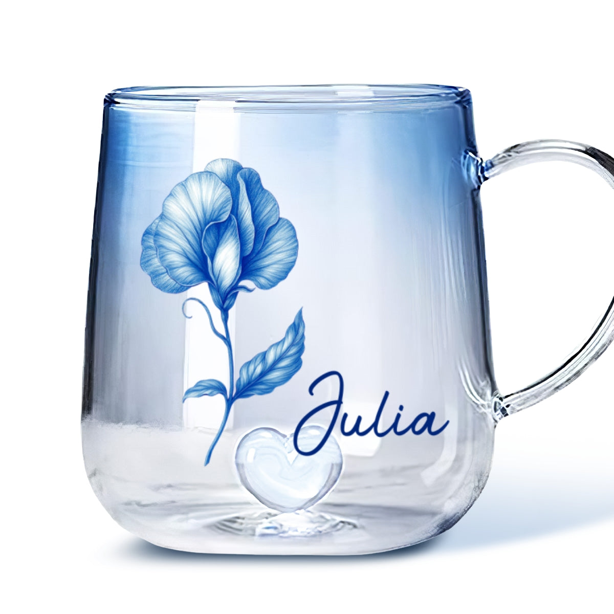 You Are The Most Beautiful - Personalized Custom Blue Gradient Glass Mug