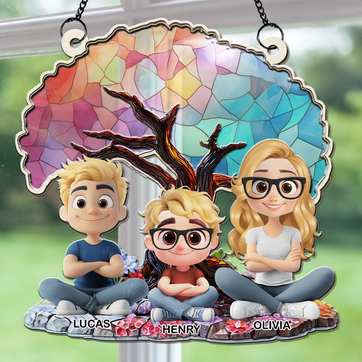 Happy Mom Of Us - Personalized Custom Suncatcher