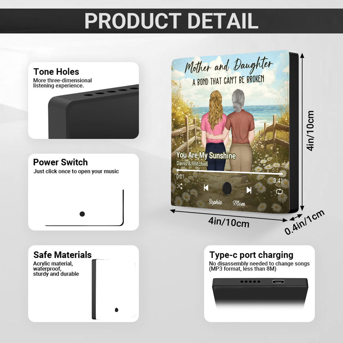 Mother And Daughter - Personalized Custom Music Fridge Magnet