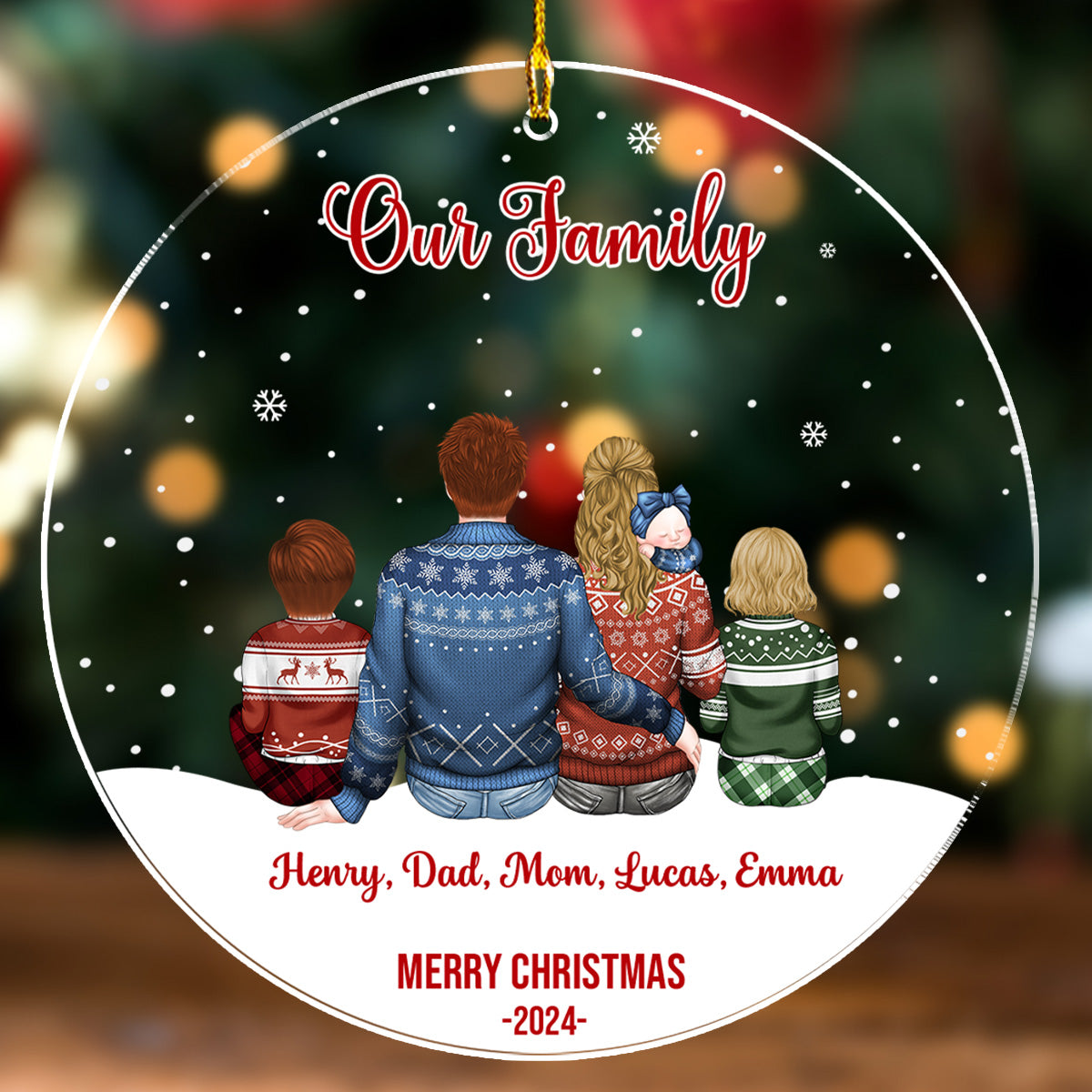 Happy Christmas Family 2024 - Personalized Custom Acrylic Ornament