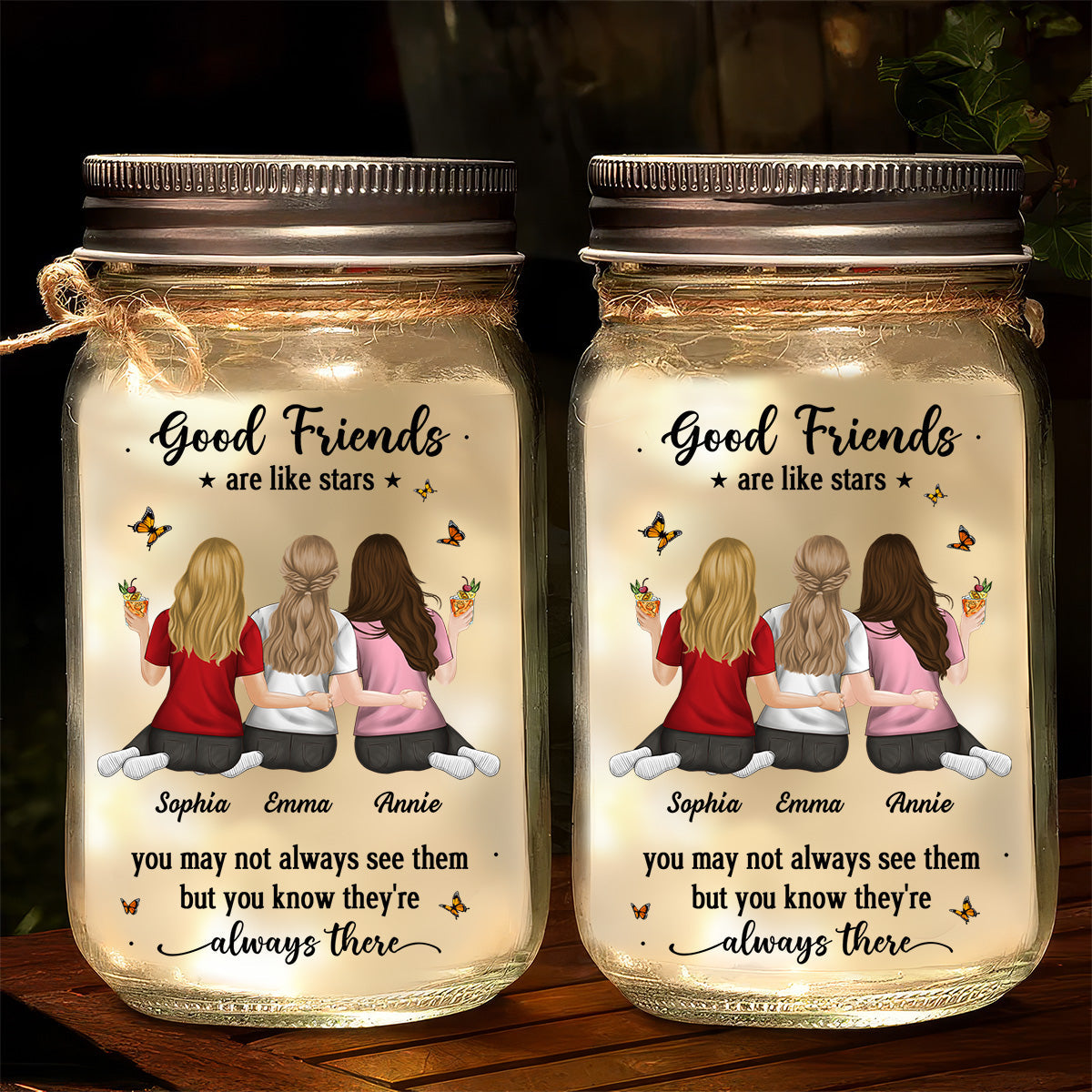 Friends Like Stars - Personalized Custom Mason Jar Light