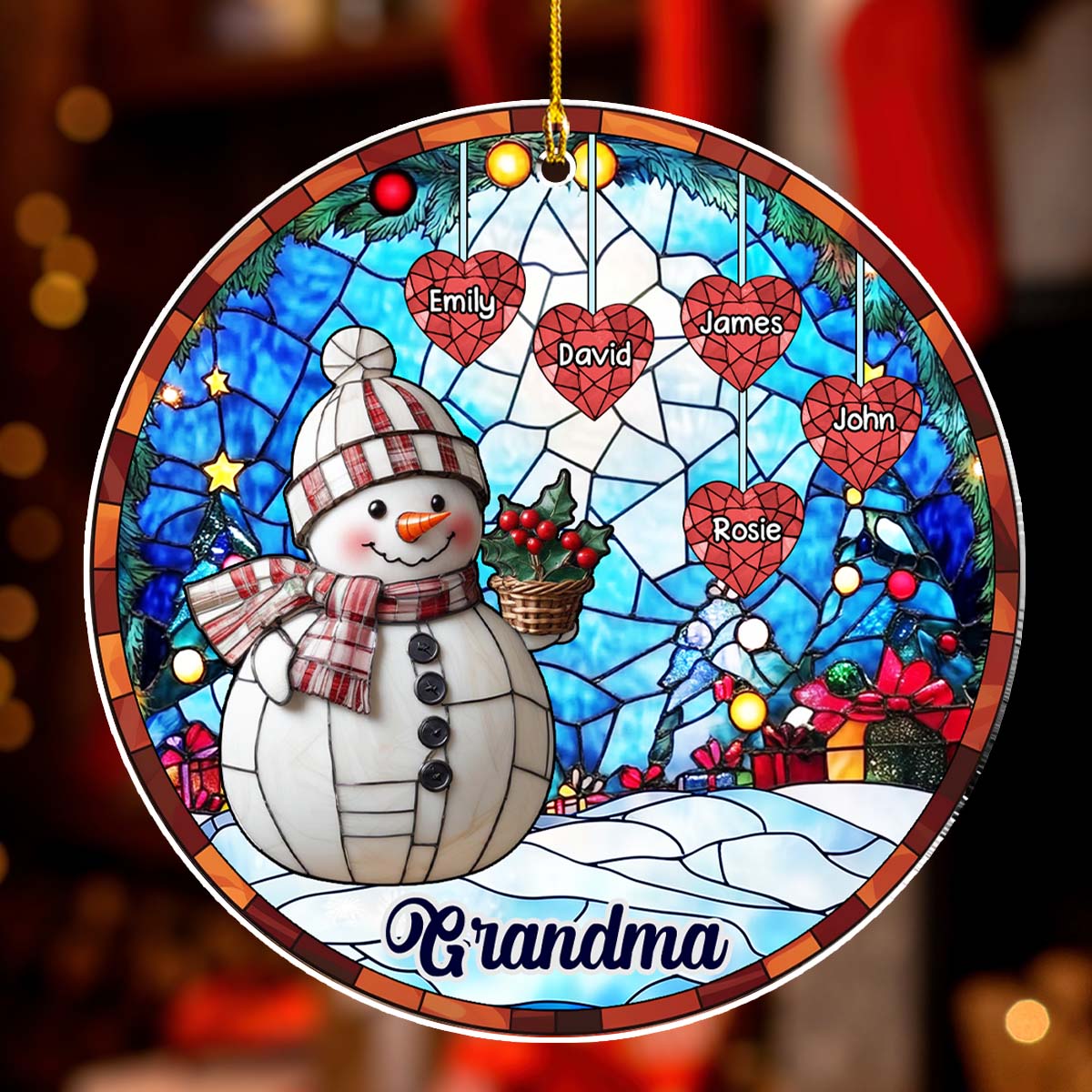 Snowman Grandma - Personalized Custom Acrylic Ornament
