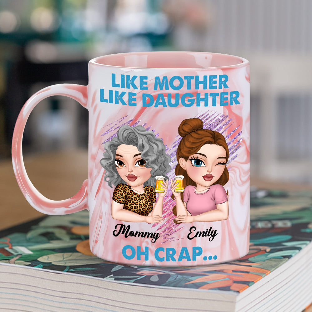 Like Mother Like Daughter - Personalized Custom Pink Marble Mug