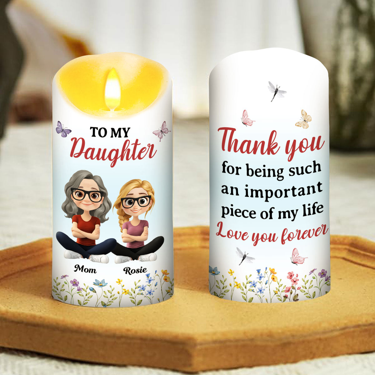 Daughter Is My Important Piece - Personalized Custom LED Candle