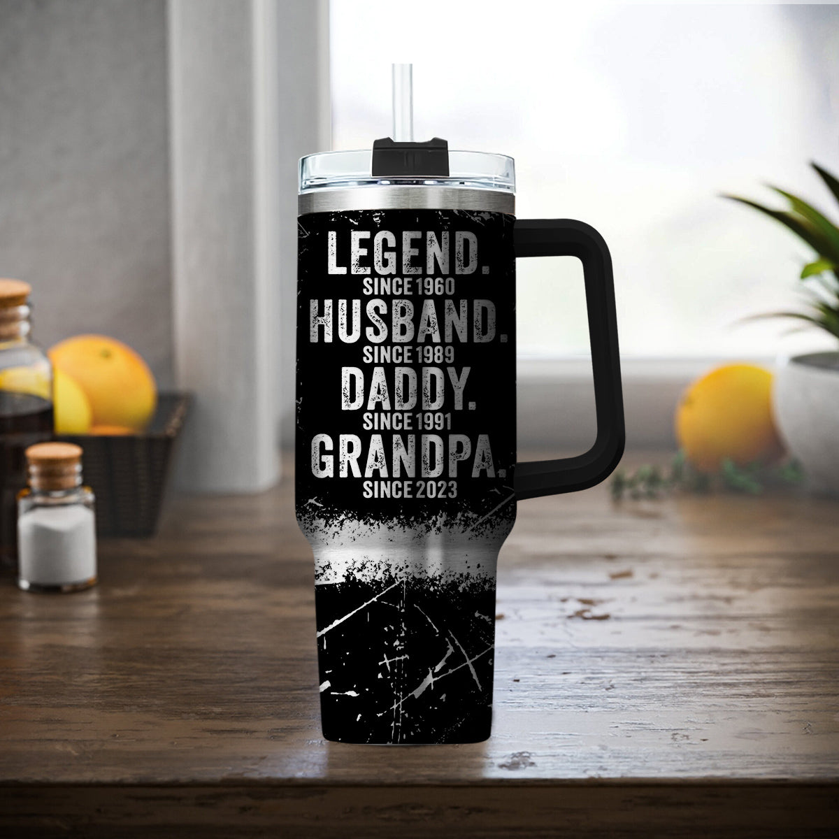 Legend Husband Dad - Personalized Custom Engraved 40oz Tumbler With Handle