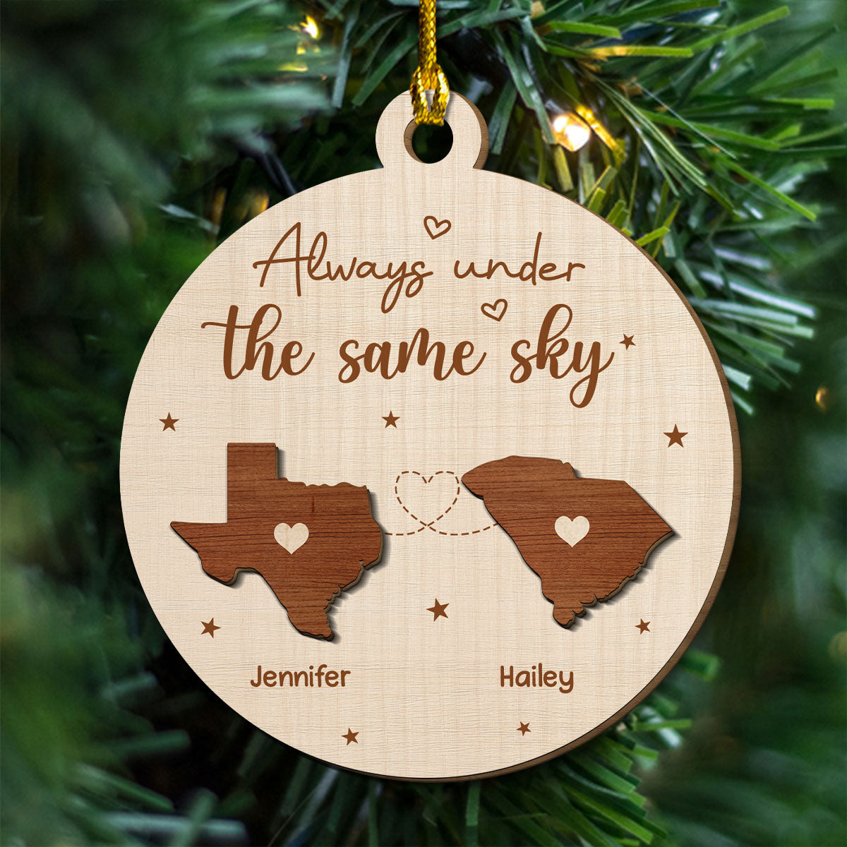 Always Under The Same Sky - Personalized Custom Freeshape 2-Layered Wood Ornament