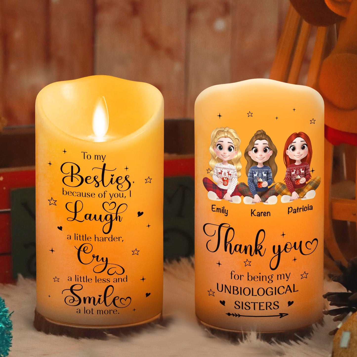 Thank You For Being My Unbiological Sister - Personalized Custom LED Candle