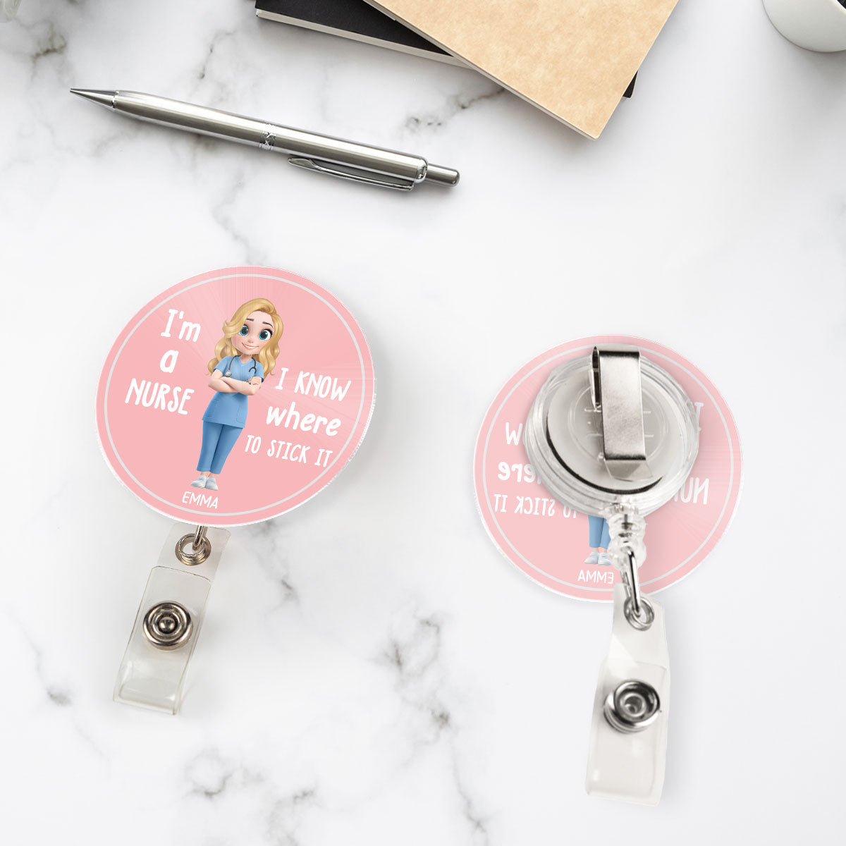I Know Where To Stick It - Personalized Custom Acrylic Badge Reel