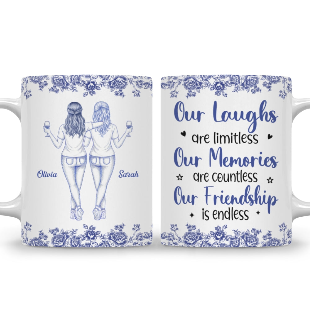 Our Laughs Are Limitless Blue Toile Ver 2 - Personalized Custom Coffee Mug