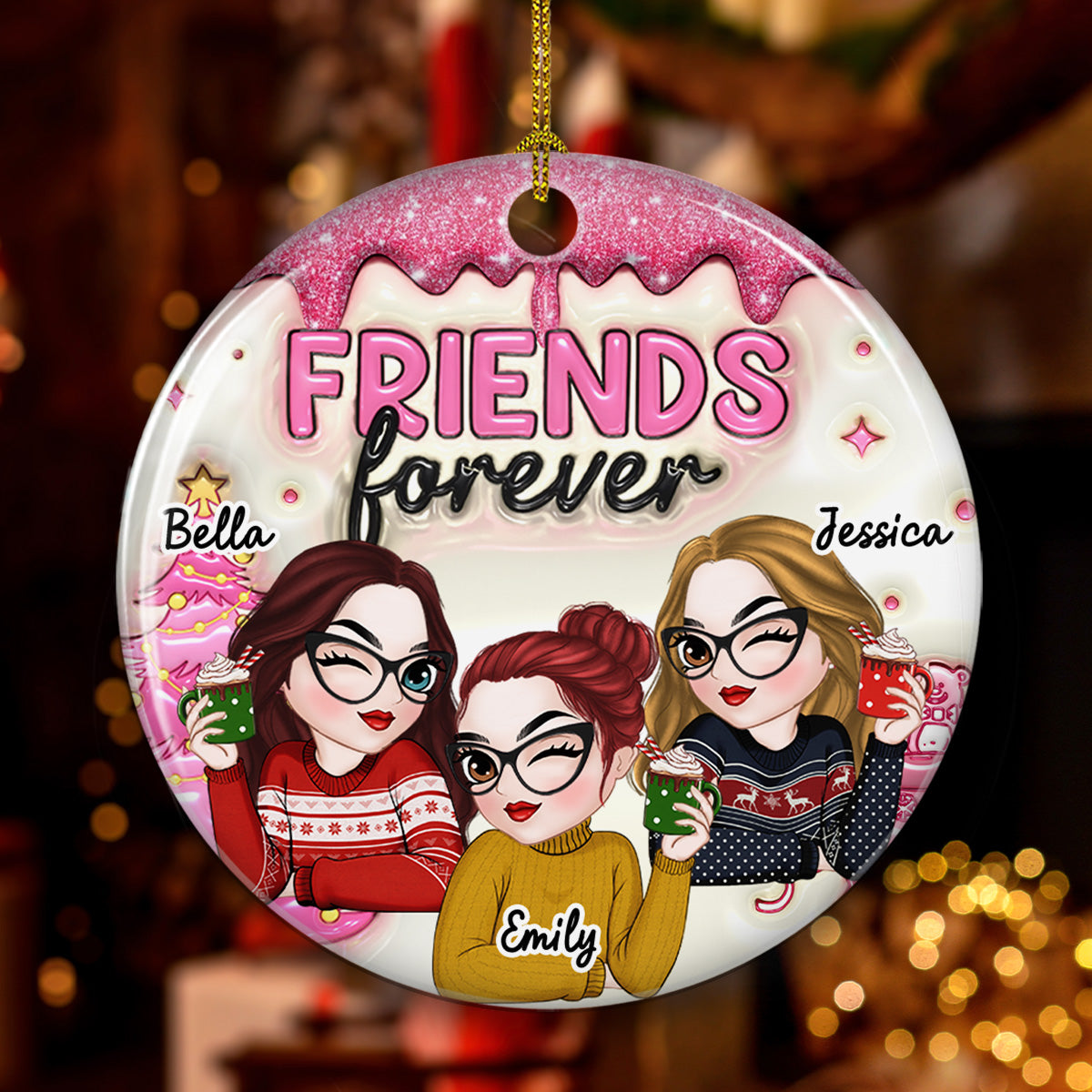 Always Besties - Personalized Custom 3D Inflated Effect Ceramic Ornament