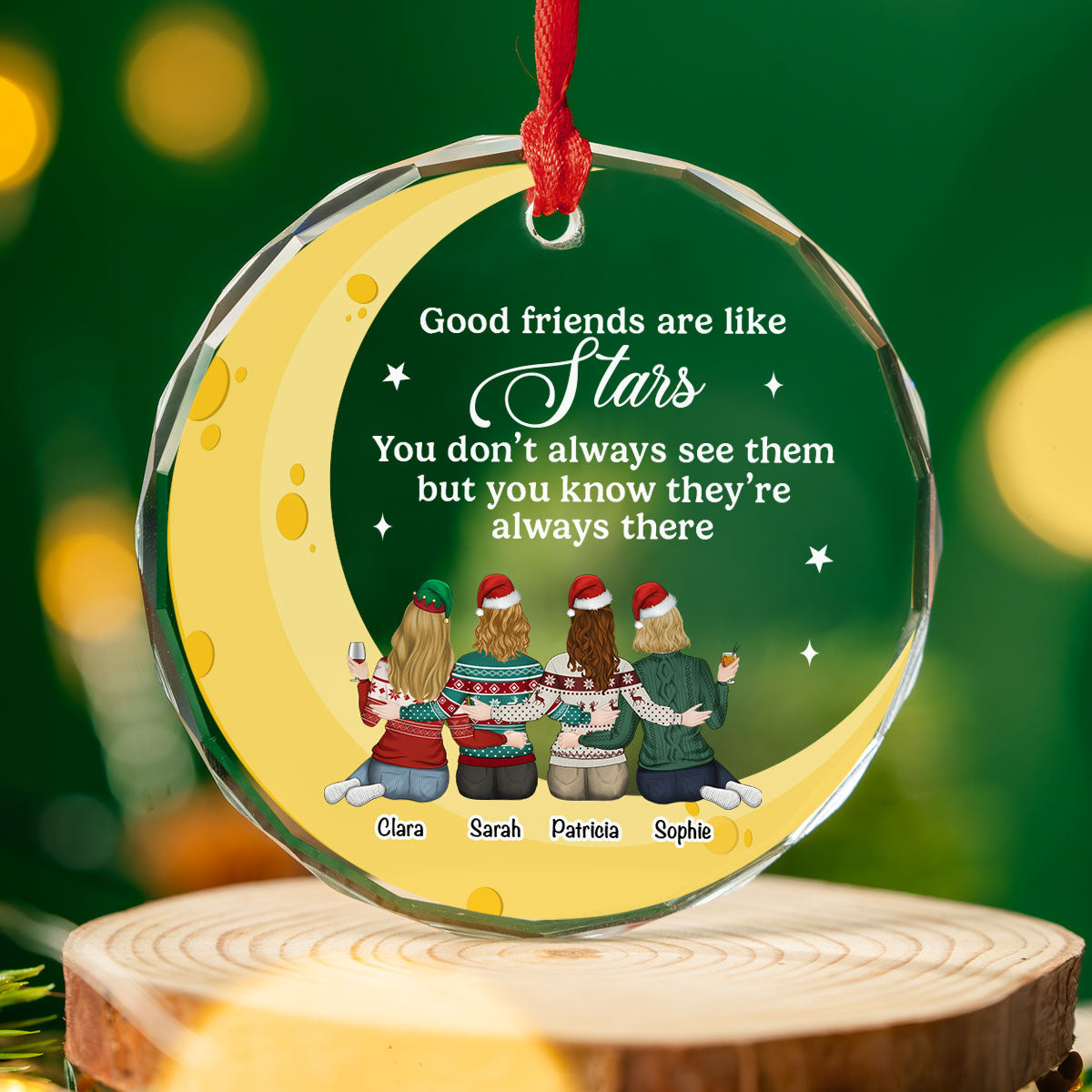 Friends Are Like Stars 2024 - Personalized Custom Glass Ornament