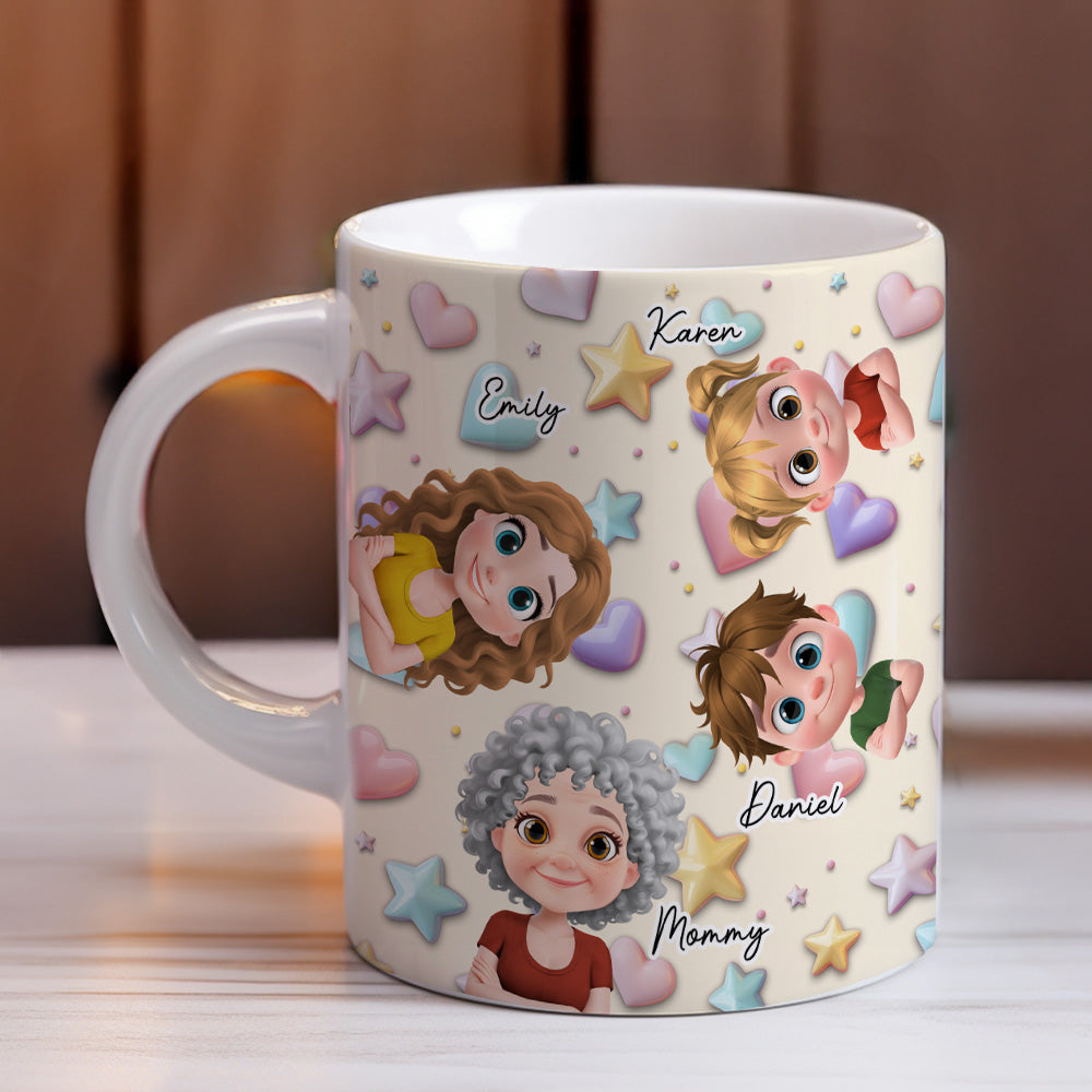 Cute Mommy And Children - Personalized Custom 3D Effect Mug