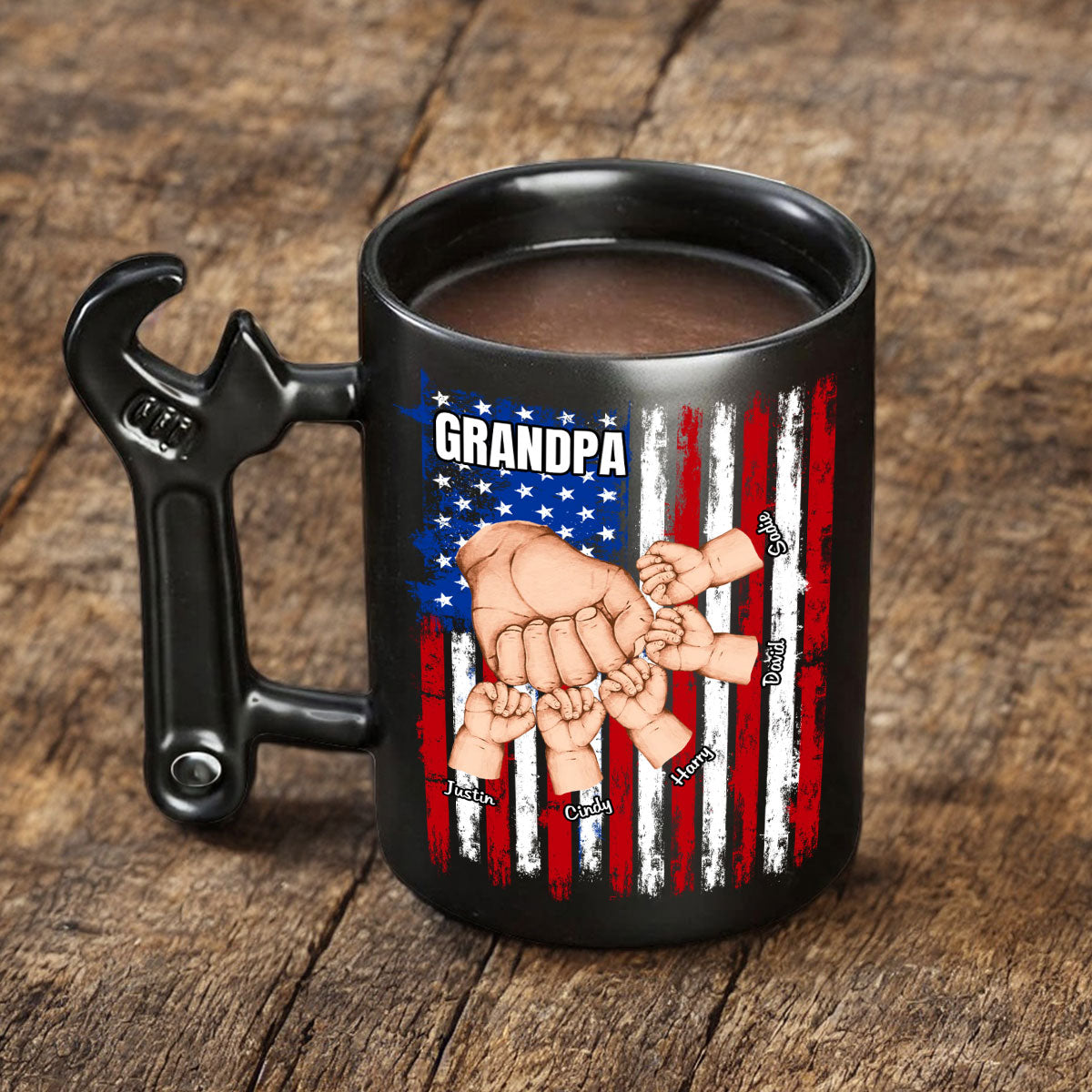 Fist Bump With Grandpa â€?Personalized Custom Wrench Handle Mug