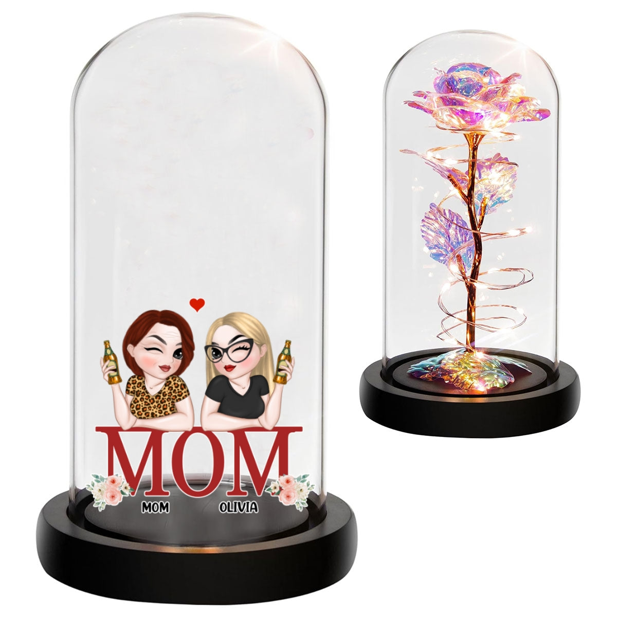 Mom Is The Best - Personalized Custom Sparkly Rose