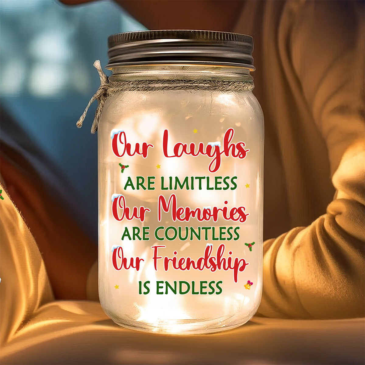 Our Friendship Christmas - Personalized Custom Mason Jar Light