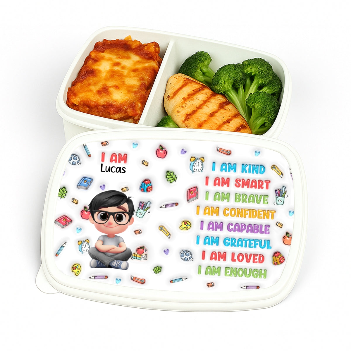 Kind Smart Loved Cartoonize - Personalized Custom Lunch Box