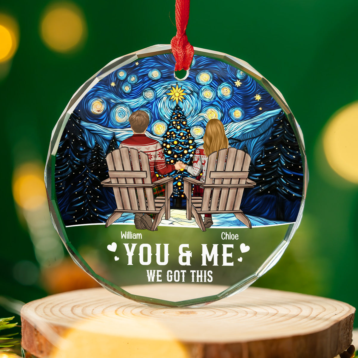 You And Me - Personalized Custom Glass Ornament