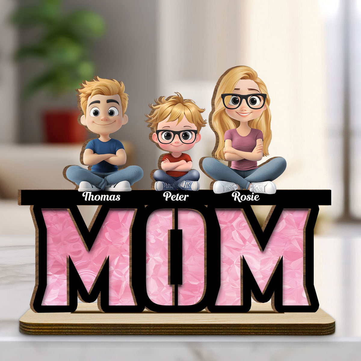 Our Mother, Our Sunshine - Personalized Custom 2-Layer Wood Plaque With Flat Base