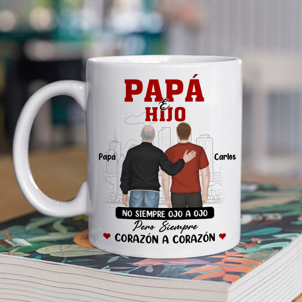Padre E Hijo Corazón A Corazón - Taza Personalizada de Café