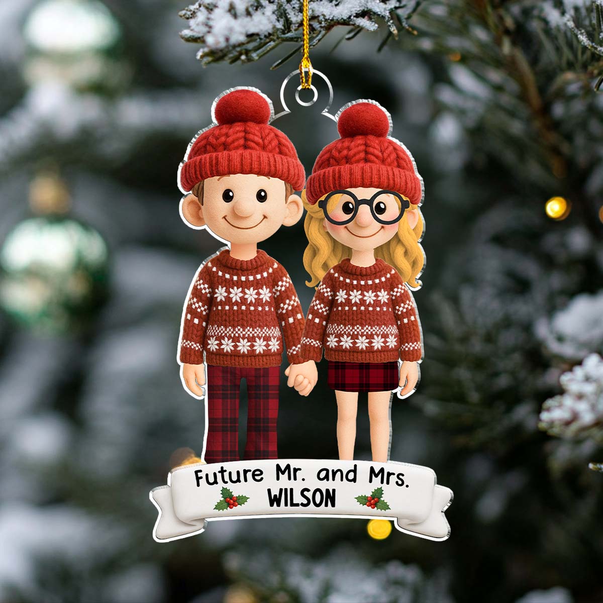 Future Mr. and Mrs. Couple - Personalized Custom 3D Effect Acrylic Ornament