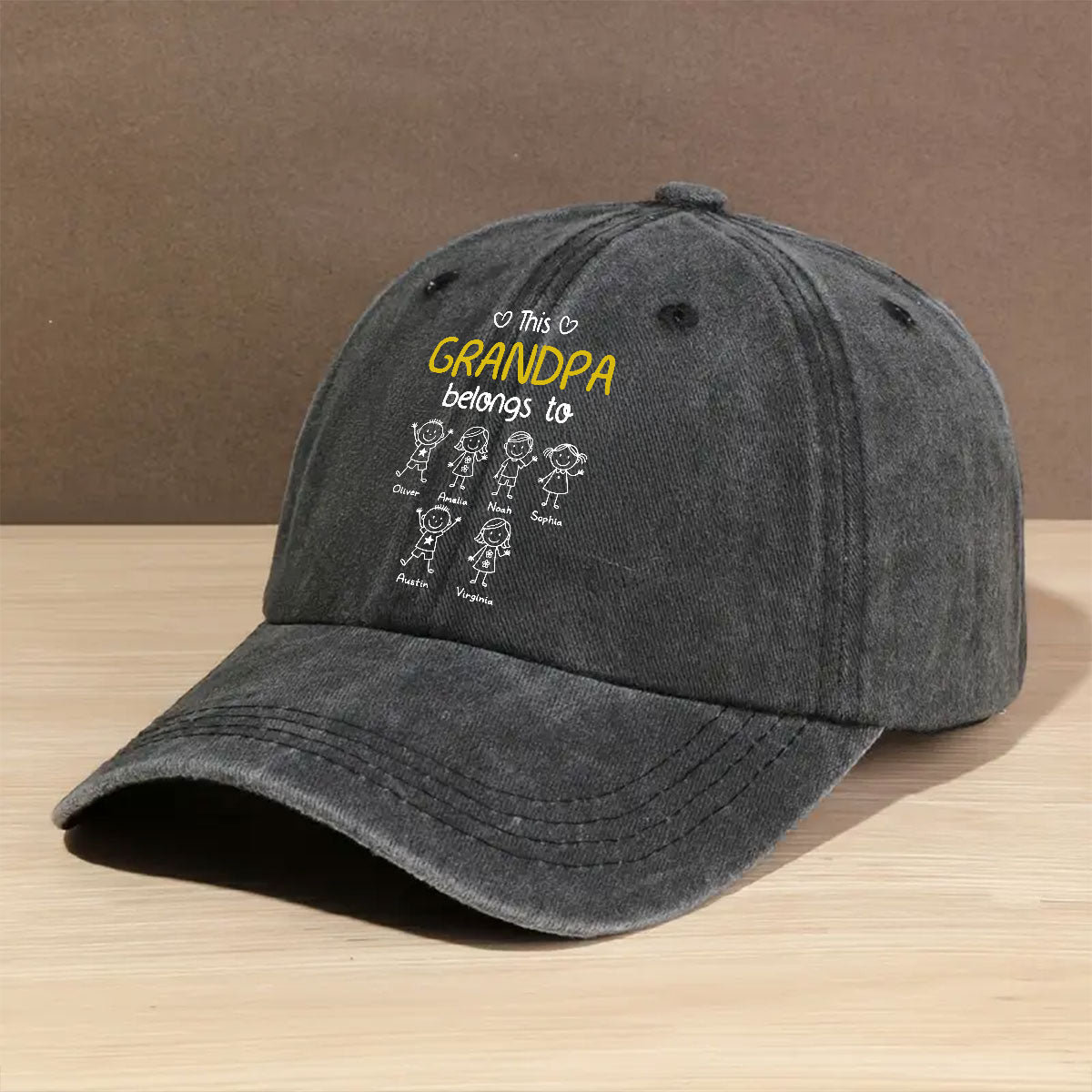 This Grandpa Belongs To Us Ver 2 - Personalized Custom Vintage Washed Denim Cap