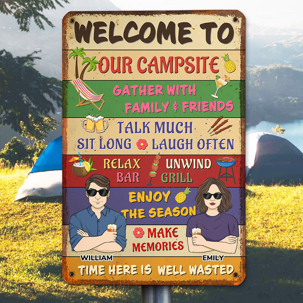 Welcome To Our Backyard Bar - Personalized Custom Metal Sign